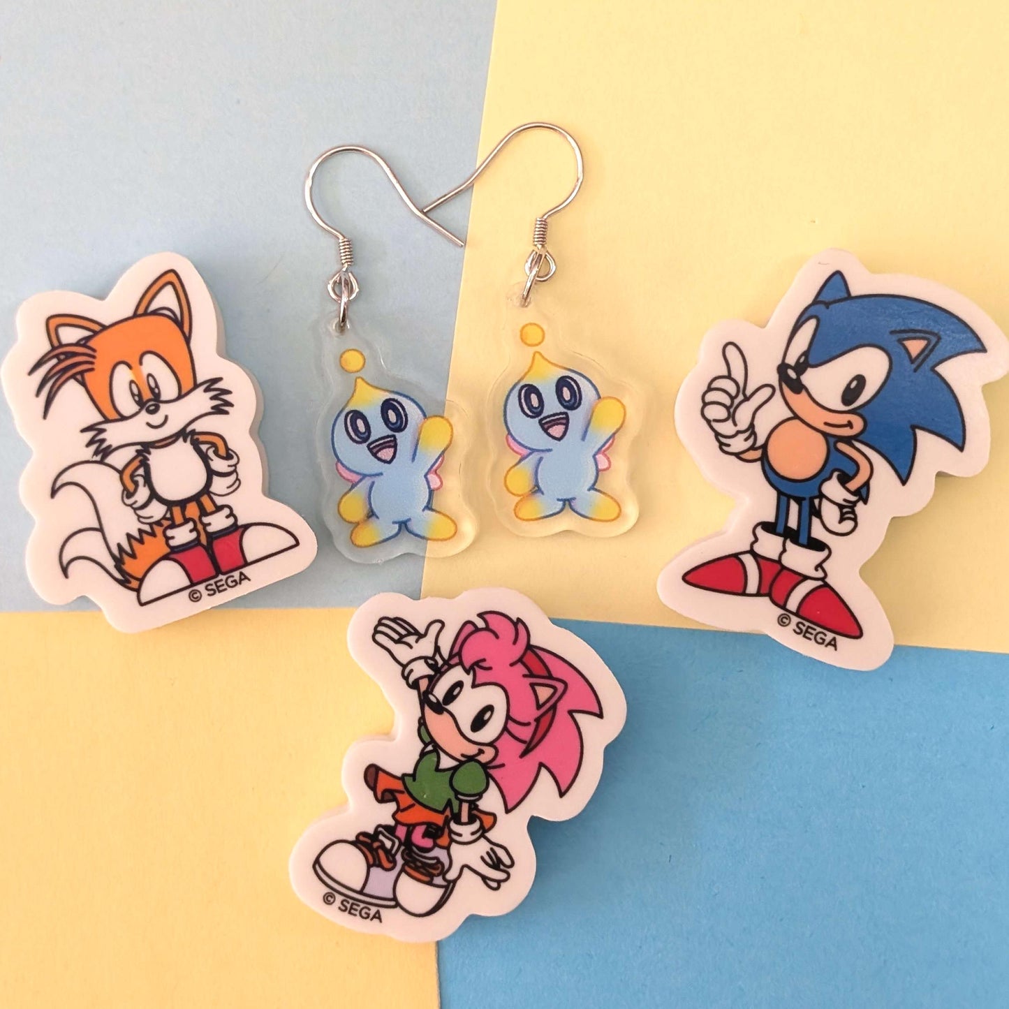 Sonic The Hedgehog Baby Chao Acrylic Earrings