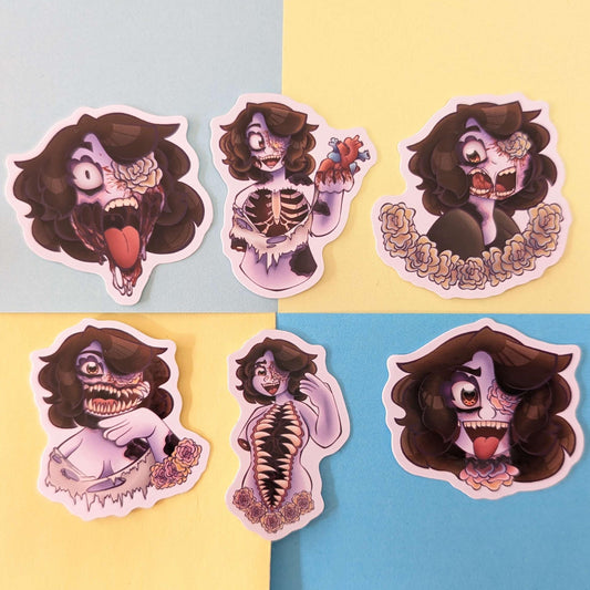 Cute Zombie Girl Body Horror Stickers INDIVIDUAL STICKERS