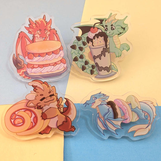 Sweet Dessert Dragon Acrylic Pins COMPLETE COLLECTION